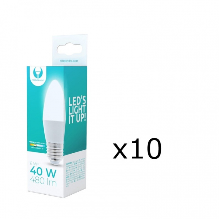 LED-lampe E27, C37, 6W, 4500K 10-pk, hvit nøytral i gruppen Elektronikk / Lys / LED-lys hos TP E-commerce Nordic AB (38-92784-PKT10)