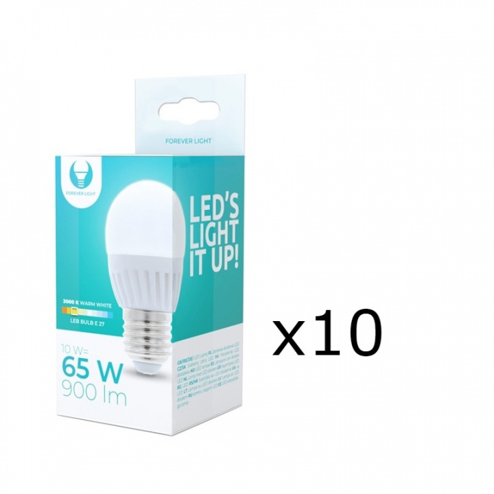 LED-lampe E27, G45, 10W, 230V, 3000K, keramisk 10-pk, varmhvit i gruppen Elektronikk / Lys / LED-lys hos TP E-commerce Nordic AB (38-92785-PKT10)