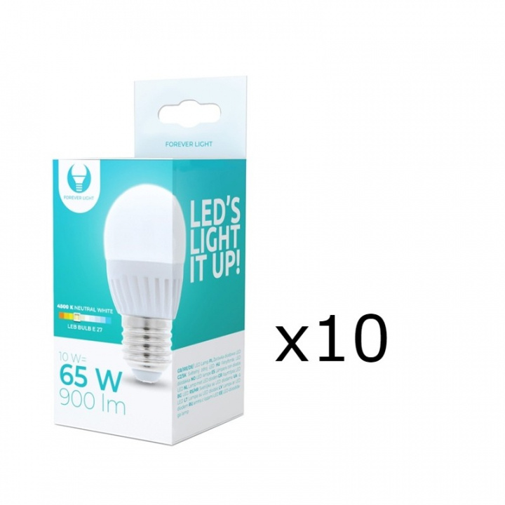 LED-Lampa E27, G45, 10W, 230V, 4500K, Keramisk 10-pack, Vit neutral i gruppen Elektronikk / Lys / LED-lys hos TP E-commerce Nordic AB (38-92786-PKT10)