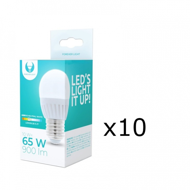 LED-lampe E27, G45, 10W, 230V, 4500K, keramisk 10-pk, hvit nøytral i gruppen Elektronikk / Lys / LED-lys hos TP E-commerce Nordic AB (38-92786-PKT10)