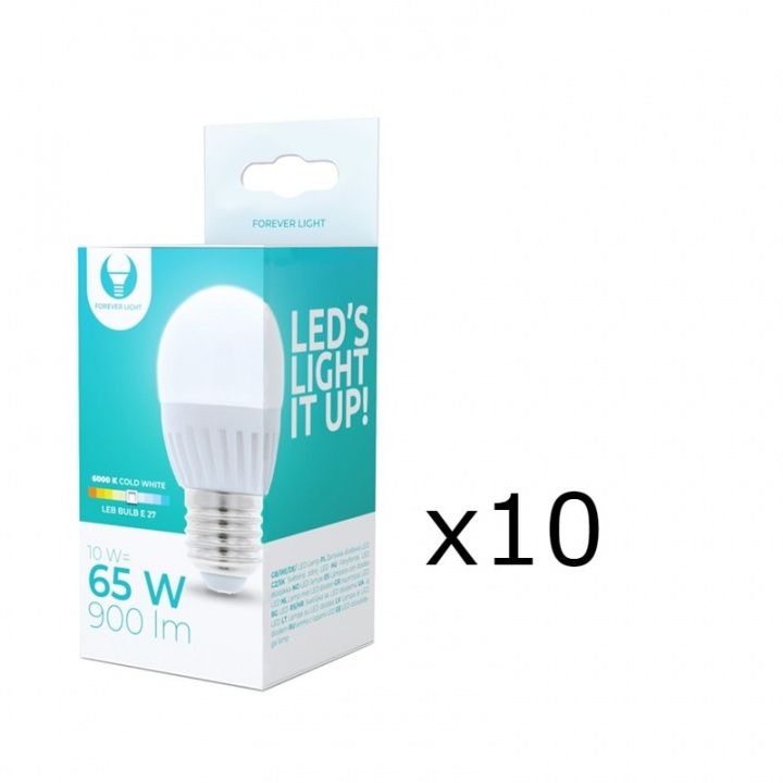 LED-lampe E27, G45, 10W, 230V, 6000K, keramisk 10-pk, kjølig hvit i gruppen Elektronikk / Lys / LED-lys hos TP E-commerce Nordic AB (38-92787-PKT10)