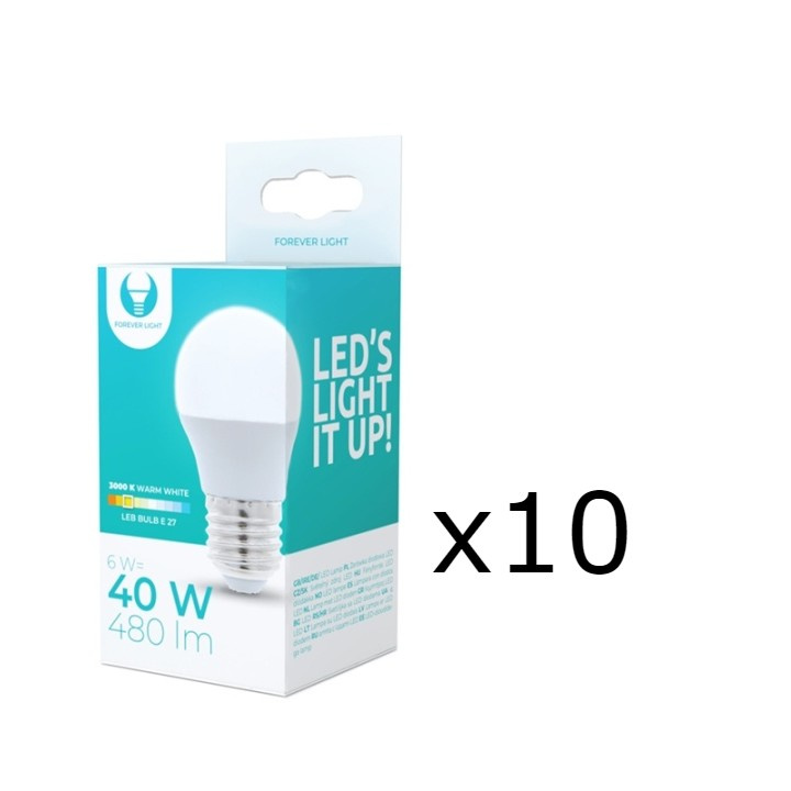 LED-lampe E27, G45, 6W, 3000K 10-pakning, varmhvit i gruppen Elektronikk / Lys / LED-lys hos TP E-commerce Nordic AB (38-92788-PKT10)