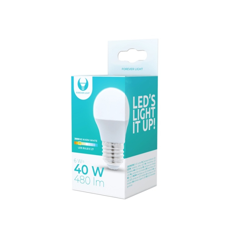 LED-lampe E27, G45, 6W, 3000K, varm hvit i gruppen Elektronikk / Lys / LED-lys hos TP E-commerce Nordic AB (38-92788)