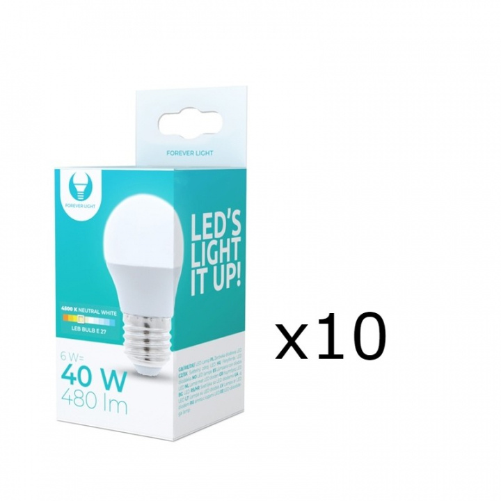LED-lampe E27, G45, 6W, 4500K 10-pk, hvit nøytral i gruppen Elektronikk / Lys / LED-lys hos TP E-commerce Nordic AB (38-92789-PKT10)