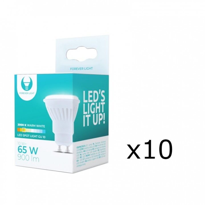 LED-lampe GU10, 10W, 230V, 3000K, keramisk 10-pk, varmhvit i gruppen Elektronikk / Lys / LED-lys hos TP E-commerce Nordic AB (38-92791-PKT10)