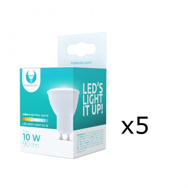 LED-Lampa GU10, 1W, 230V, 4500K, 5-pack, Vit neutral i gruppen Elektronikk / Lys / LED-lys hos TP E-commerce Nordic AB (38-92794-PKT05)