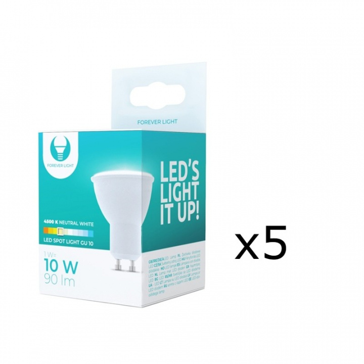 LED-lampe GU10, 1W, 230V, 4500K, 5-pk, Hvit nøytral i gruppen Elektronikk / Lys / LED-lys hos TP E-commerce Nordic AB (38-92794-PKT05)