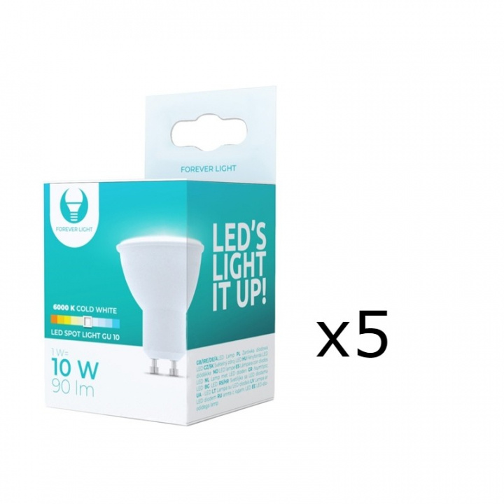 LED-lampe GU10, 1W, 230V, 6000K, 5-pakning, Kjølig hvit i gruppen Elektronikk / Lys / LED-lys hos TP E-commerce Nordic AB (38-92795-PKT05)