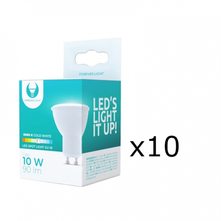LED-lampe GU10, 1W, 230V, 6000K, 10-pakning, Kjølig hvit i gruppen Elektronikk / Lys / LED-lys hos TP E-commerce Nordic AB (38-92795-PKT10)