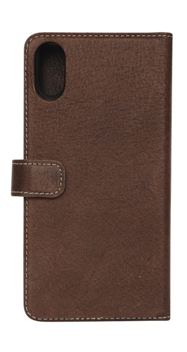 Essentials iPhone XR, avtakbar lommebok i skinn, brun i gruppen SMARTTELEFON & NETTBRETT / Mobilbeskyttelse / Apple / iPhone XR / Flippdeksel hos TP E-commerce Nordic AB (38-92882)