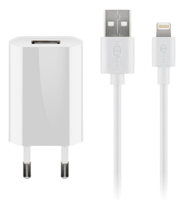 Goobay Apple Lightning charger set 1 A, white, 1 m, i gruppen SMARTTELEFON & NETTBRETT / Ladere og Kabler / Kabler / Kabler Lightning hos TP E-commerce Nordic AB (38-92981)