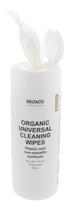 DELTACO Office Organic Universal Cleaning Wipes, 200x175mm, 1 pack 60 i gruppen Elektronikk / Lyd & Bilde / TV og tilbehør / Tilbehør hos TP E-commerce Nordic AB (38-93110)