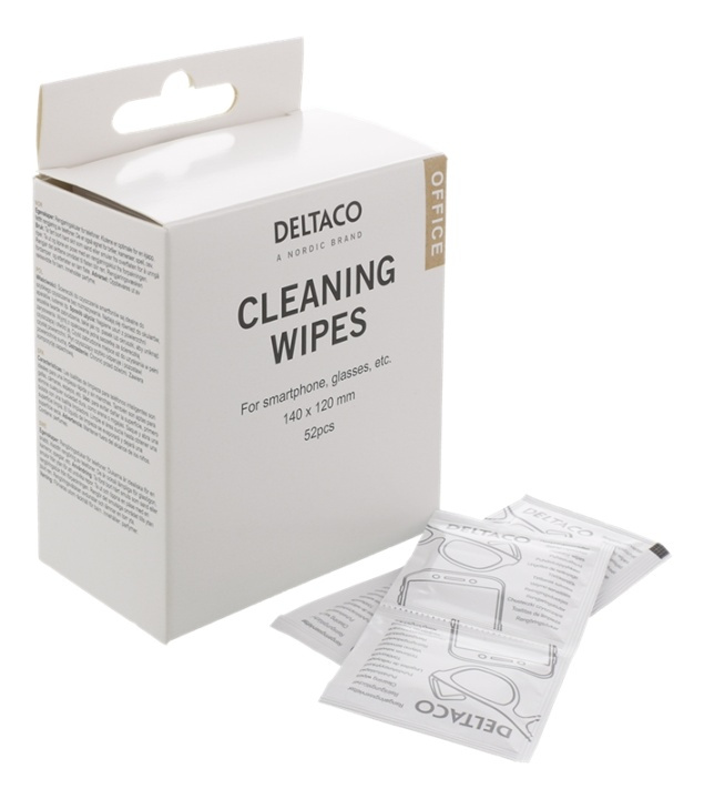 DELTACO Office cleaning wipes for smartphone, 1-pack 52pcs i gruppen Elektronikk / Lyd & Bilde / TV og tilbehør / Tilbehør hos TP E-commerce Nordic AB (38-93111)