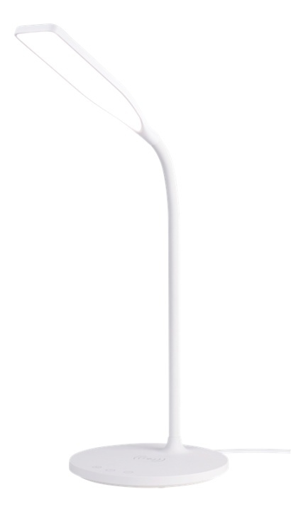 DELTACO OFFICE LED bordlampe, med trådløs hurtiglading, 360lm, hvit i gruppen Elektronikk / Lys / Bordlamper hos TP E-commerce Nordic AB (38-93244)