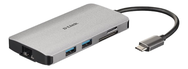 8-i-1 USB-C-hub med HDMI/Ethernet/kortleser/strømforsyning i gruppen Datautstyr / Bærbare datamaskiner og tilbehør / Dokkingstasjoner hos TP E-commerce Nordic AB (38-93259)