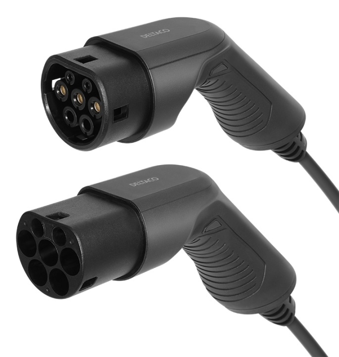 DELTACO EV-cable type 2 - type 2, 1 phase, 16A, 3M i gruppen Bil / Elbil hos TP E-commerce Nordic AB (38-93272)