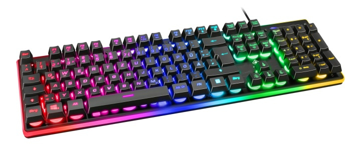 DELTACO GAMING membrane keyboard, RGB backlight, anti-ghosting, DE lay i gruppen Datautstyr / GAMING / Tastatur hos TP E-commerce Nordic AB (38-93292)