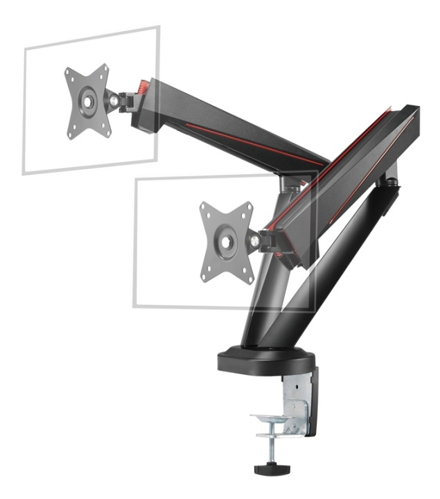 DELTACO Dual Monitors Spring-Assisted Pro Gaming Monitor Arm i gruppen Datautstyr / Dataskjerm / Skjermarmer og fester hos TP E-commerce Nordic AB (38-93312)