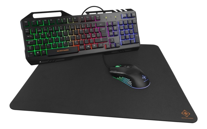 DELTACO GAMING 3-i-1 gaming-sett, Rainbow LED-bakgrunnsbelysning, svart i gruppen Datautstyr / GAMING / Tastatur hos TP E-commerce Nordic AB (38-93316)