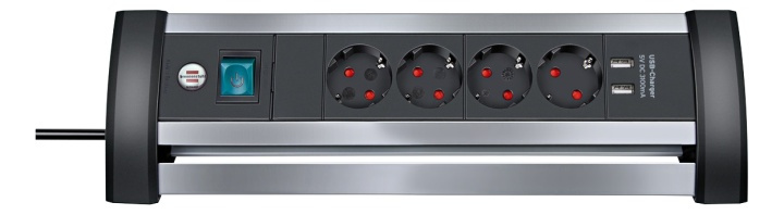 Brennenstuhl Alu-Office-Line Ext Skt 4-veis +USB 1,8m H05VV-F 3G1.5 i gruppen HJEM, HUS OG HAGE / El og belysning / Grenuttak hos TP E-commerce Nordic AB (38-93318)