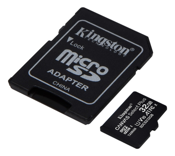 Kingston 32 GB micSDHC Canvas Select Plus 100R A1 C10-kort + ADP i gruppen Elektronikk / Lagringsmedia / Minnekort / MicroSD/HC/XC hos TP E-commerce Nordic AB (38-93377)