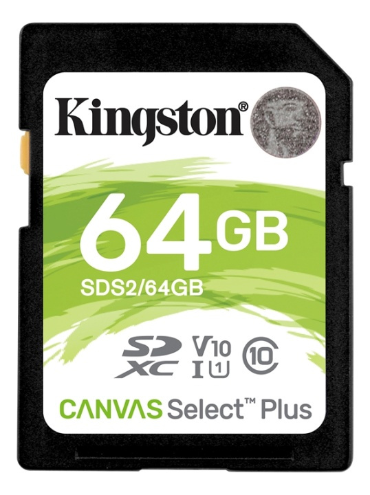 Kingston 64GB SDXC Canvas Select Plus 100R C10 UHS-I U1 V10 i gruppen Elektronikk / Lagringsmedia / Minnekort / SD/SDHC/SDXC hos TP E-commerce Nordic AB (38-93385)