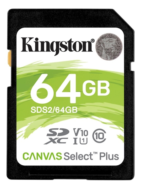 Kingston 64 GB SDXC Canvas Select Plus 100R C10 UHS-I U1 V10 i gruppen Elektronikk / Lagringsmedia / Minnekort / SD/SDHC/SDXC hos TP E-commerce Nordic AB (38-93385)