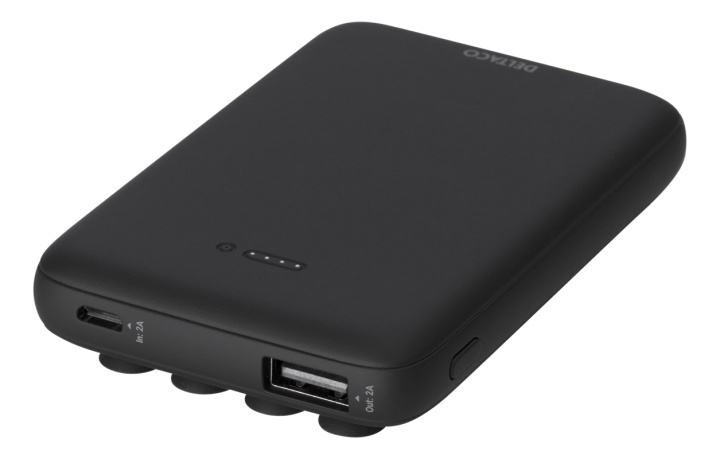 DELTACO strømbank 5000 mAh, Qi 5 W, selvklebende, 1x USB-A, Micro USB i gruppen SMARTTELEFON & NETTBRETT / Ladere og Kabler / Powerbanks hos TP E-commerce Nordic AB (38-93497)