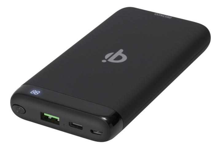 DELTACO power bank 10 000 mAh, Qi 10 W, USB-C PD, USB-A fast charging i gruppen SMARTTELEFON & NETTBRETT / Ladere og Kabler / Powerbanks hos TP E-commerce Nordic AB (38-93498)