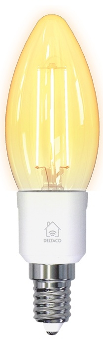 DELTACO SMART HOME FILAMENT LED-lampa, E14, WiFI, 4.5W, 1800K-6500K i gruppen Elektronikk / Lys / LED-lys hos TP E-commerce Nordic AB (38-93548)