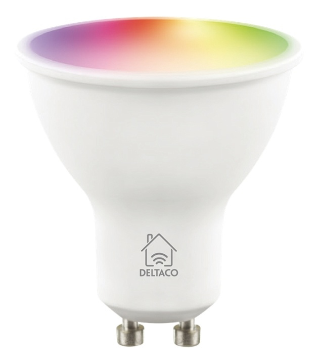 DELTACO SMART HOME LED-lampe, GU10, WiFI 2,4 GHz, 5W, 470lm, dimbar, 2700K-6500K, i gruppen Elektronikk / Lys / LED-lys hos TP E-commerce Nordic AB (38-93551)