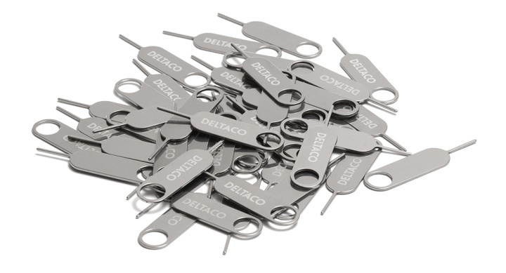 DELTACO sim card tray opener, 50-pack, stainless steel i gruppen SMARTTELEFON & NETTBRETT / Annet tilbehør / verktøy hos TP E-commerce Nordic AB (38-93564)