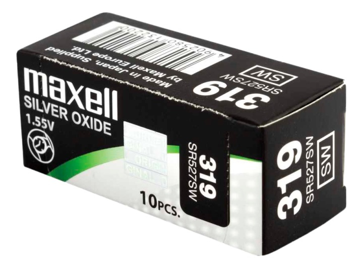 Maxell knappcellsbatteri, Silver-oxid, SR527SW (319), 1,55V, 10-pack i gruppen Elektronikk / Batterier & Ladere / Batterier / knappcelle hos TP E-commerce Nordic AB (38-93580)