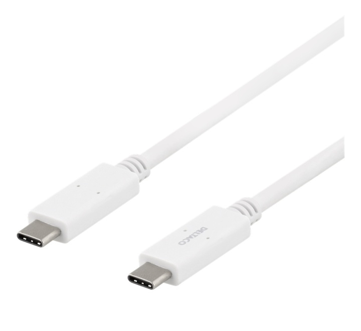 DELTACO USB-C - USB-C cable, 5Gbit/s, 5A, 1M, white i gruppen Datautstyr / Kabler og adaptere / USB / USB-C hos TP E-commerce Nordic AB (38-93649)