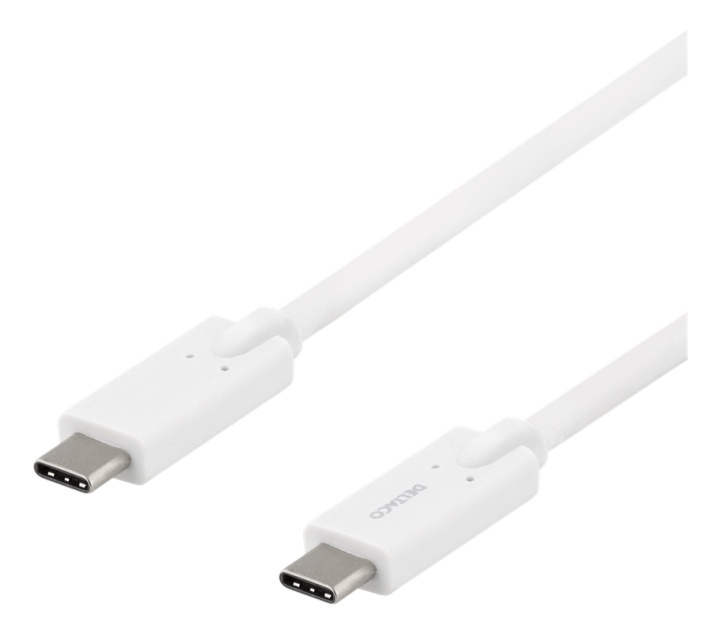 DELTACO USB-C - USB-C cable, 5Gbit/s, 5A, 2M, white i gruppen Datautstyr / Kabler og adaptere / USB / USB-C hos TP E-commerce Nordic AB (38-93652)