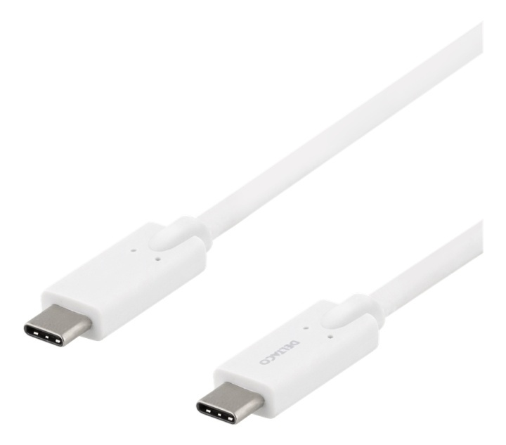 DELTACO USB-C til USB-C-kabel, 5 Gbit/s, 5A, 2M, hvit i gruppen Datautstyr / Kabler og adaptere / USB / USB-C hos TP E-commerce Nordic AB (38-93652)
