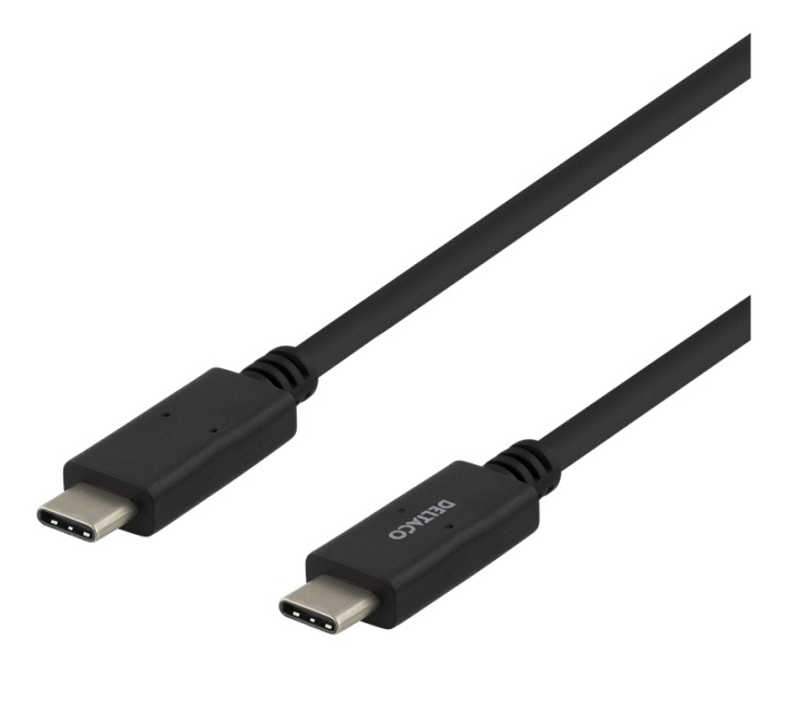 DELTACO USB 2.0 kabel, Typ C - Typ C, 1m, svart i gruppen Datautstyr / Kabler og adaptere / USB / USB-C hos TP E-commerce Nordic AB (38-93655)