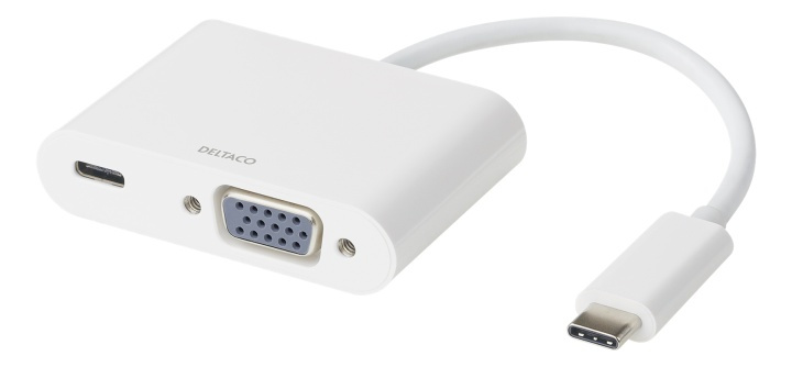 DELTACO USB-C docking station, VGA/USB-C, 60 W USB-C PD, white i gruppen Datautstyr / Kabler og adaptere / VGA / Adaptere hos TP E-commerce Nordic AB (38-93663)