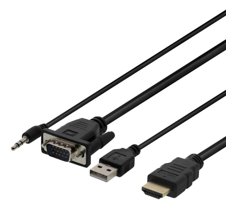 DELTACO VGA & Audio - HDMI cable, USB powered, 1m, bl i gruppen Datautstyr / Kabler og adaptere / VGA / Kabler hos TP E-commerce Nordic AB (38-93675)