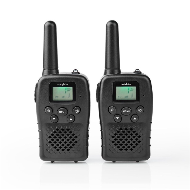 Nedis Walkie-Talkie Set | 2 håndsett | Opp til 10 km | Frekvens kanal: 8 | PTT / VOX | Opp til 3 timer | Sort i gruppen SPORT, FRITID & HOBBY / Friluftsliv / Walkie talkie hos TP E-commerce Nordic AB (38-93741)