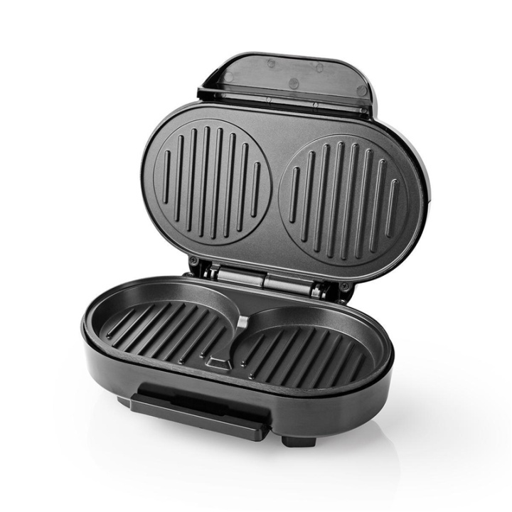 Nedis Hamburger Maker | 1000 W | 23.5 x 10.5 cm | Automatisk temperaturkontroll | Metall / Plast i gruppen HJEM, HUS OG HAGE / Husholdningsapparater / Brødristere og toastjern / Bordgriller & Raclette hos TP E-commerce Nordic AB (38-93910)