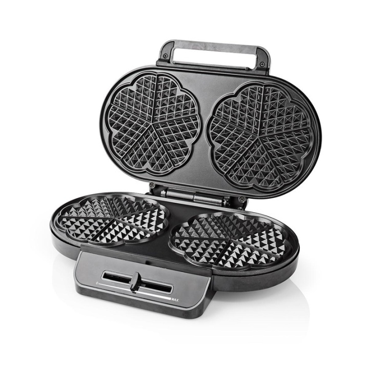 Nedis Waffle Maker | 2 x 5 Heart shaped waffles | 12 cm | 1200 W | Automatisk temperaturkontroll | Metall / Plast i gruppen HJEM, HUS OG HAGE / Husholdningsapparater / Vaffeljern hos TP E-commerce Nordic AB (38-93966)