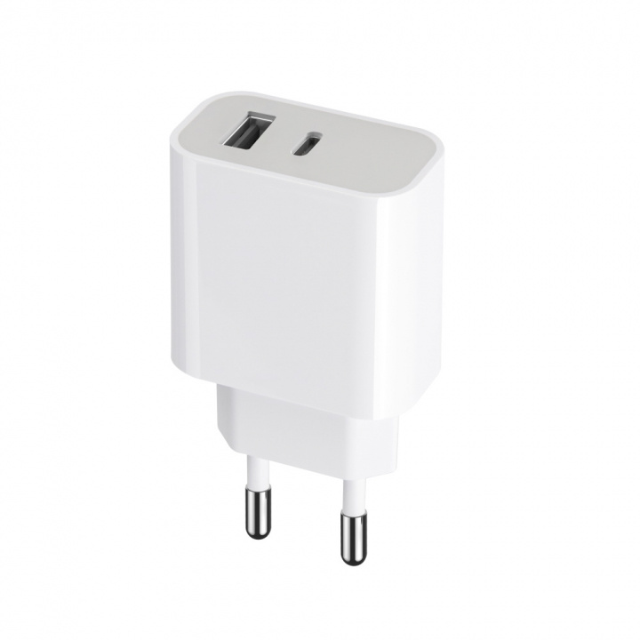 Maxlife MXTC-05 PD QC-lader 1x USB-C 1x USB 20W, hvit i gruppen SMARTTELEFON & NETTBRETT / Ladere og Kabler / Vegglader / Vegglader Type C hos TP E-commerce Nordic AB (38-94393)