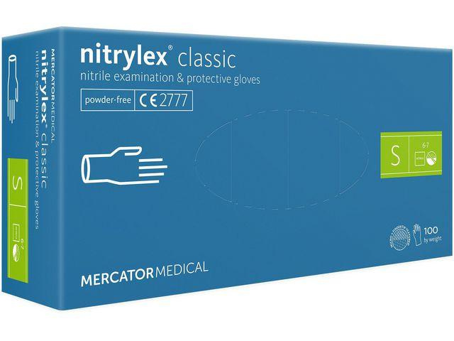 Mercator Nitrylex Classic, blå 100-pakning, størrelse S i gruppen HELSE OG SKJØNNHET / Helsepleie / Hånddesinfeksjon hos TP E-commerce Nordic AB (38-94467)