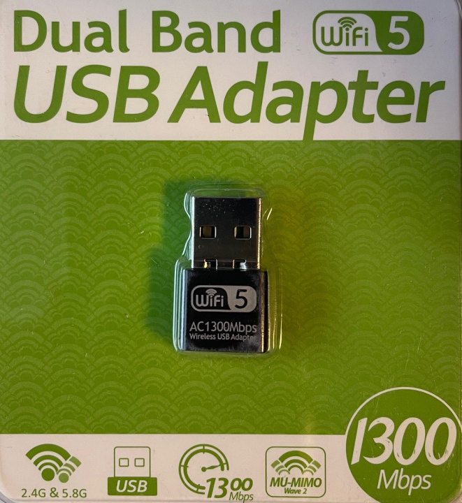 Dual Band USB-adapter - WiFi 5, 1300 Mbps i gruppen Datautstyr / Nettverk / Nettverkskort / USB Trådløs hos TP E-commerce Nordic AB (38-94572)