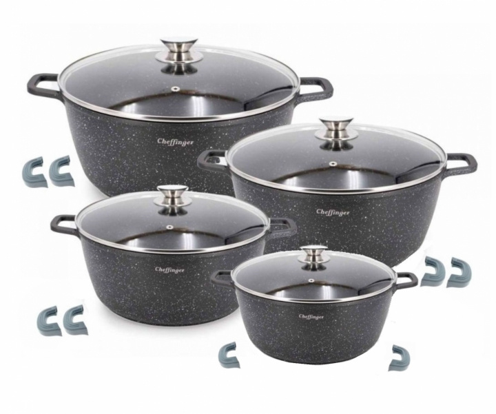 Grytesett med 8 deler, Induksjon, Non-stick, Rustfritt stål i gruppen HJEM, HUS OG HAGE / Kjøkkenutstyr / Gryter og kjeler hos TP E-commerce Nordic AB (38-94732)