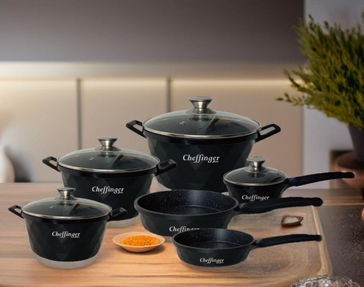 12-delt grytesett, induksjon, non-stick, marmorbelegg i gruppen HJEM, HUS OG HAGE / Kjøkkenutstyr / Gryter og kjeler hos TP E-commerce Nordic AB (38-94735)