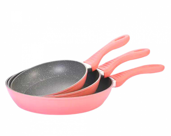 3-delt stekepannesett, induksjon, ripefri stekepanne, non-stick, marmor, rosa i gruppen HJEM, HUS OG HAGE / Kjøkkenutstyr / Stekepanner hos TP E-commerce Nordic AB (38-94737)