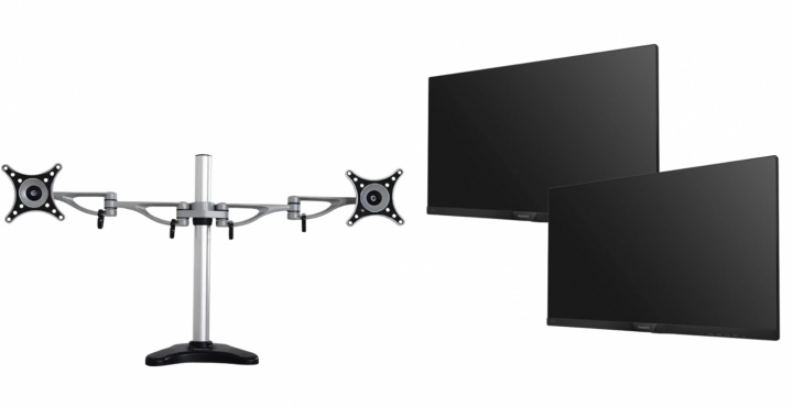 Dual-monitor skrivbordsfäste och två skärmar från Philips Pre-owned, Grade B i gruppen Datautstyr / Dataskjerm / Skjermarmer og fester hos TP E-commerce Nordic AB (38-94852)
