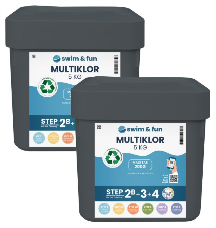 Swim & Fun MultiKlor Maxi Tab 200 g, 2 x 5 kg i gruppen HJEM, HUS OG HAGE / Hageprodukter / Basseng og tilbehør / Bassengkemikalier hos TP E-commerce Nordic AB (38-94961)